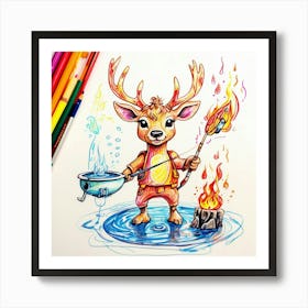 Deer Coloring Page Art Print