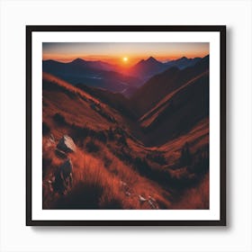 Sunset In The Mountains Art Print