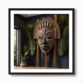 African Tribal Mask Bohemian Wall Art Art Print