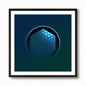Geometric Neon Glyph on Jewel Tone Triangle Pattern 464 Art Print