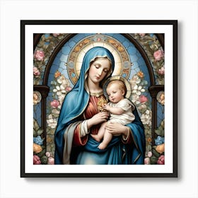 Mother Mary and Baby Jesus Stained Glass #2 Art Print