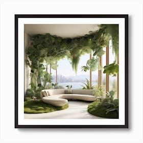 Living Room With Plants 1 Art Print