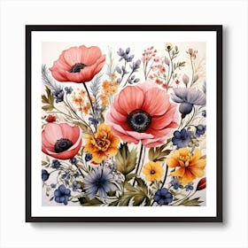 Watercolor Flowers 2 Art Print