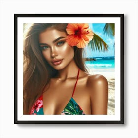 Hawaiian Beauty By Beach Art Print