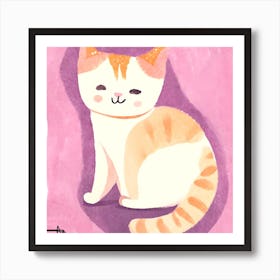 Kawaii Cat Portrait Watercolor Art Print