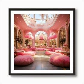 Firefly Pink, Fluffy, Cloudy, Mall, Pink Halls, Gold Accents, Cloud Shaped, Benches, Heart Shaped, D (1) Poster