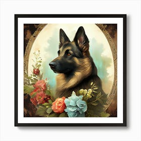 German Shepherd Portrait Art Print