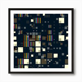 Blocks Pattern Rainbow, Backgrounds Textures 1 Art Print