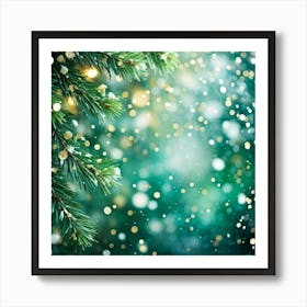 Abstract Concept Of Christmas Using Evergreen Branches As Main Subject Covered In Fine Glittering S (4) Art Print