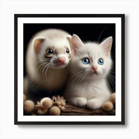 Ferret And Kitten Art Print