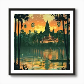 Sunset In Cambodia Art Print