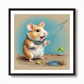 Hamster Fishing 10 Art Print