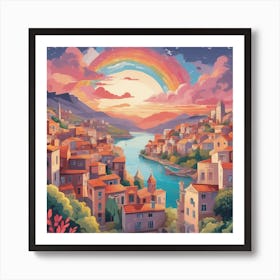 Rainbow Over Croatia Art Print