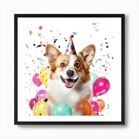 Corgi Birthday Party Art Print