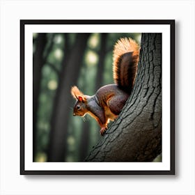 Red Squirrel In The Forest 1 Art Print