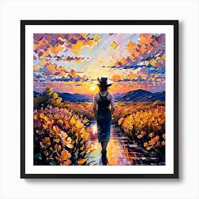 Sunset In The Field Art Print