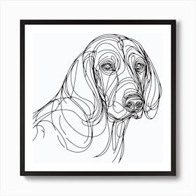 Portrait Of A Dog's Head In Line Art Style With Touch Of Abstraction. Art Print