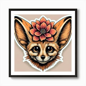 Fox With Flowers 5 Art Print