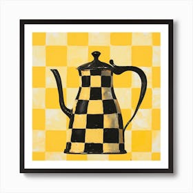 Checkerboard Tea Pot 3 Art Print