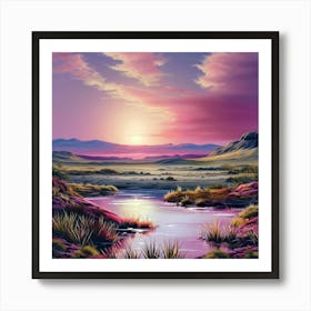 Pink Sunset Over Tranquil Waters Art Print