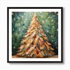 Aqua Aurora Christmas Radiance Art Print