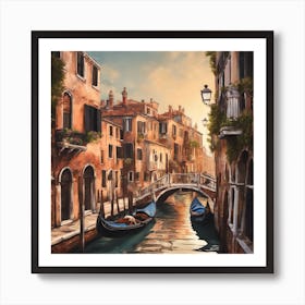 183017 Beautiful Venice Canals With Gondolas And Bridges, Xl 1024 V1 0 Art Print