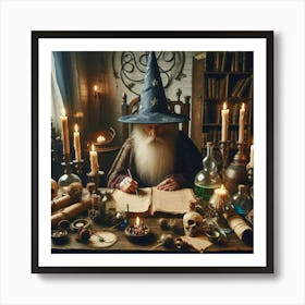 Wizard In The Library Art Print