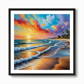 Sunset On The Beach 1 Art Print