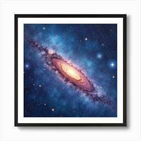 Watercolor Galaxy Featuring Vivid Star Constellations 1 Art Print