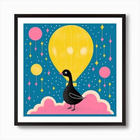 Duck Hot Air Balloon Pattern Art Print