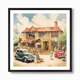 Retro Reverie: Watercolour Impressions from the 1940s Art Print