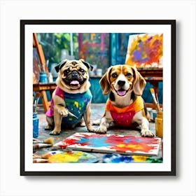 Two Beagles Painting Art Print