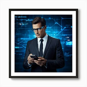 A Sleek Modern Businessman Dressed In A Tailored Suit Emanating Wisdom And Professionalism Immers Art Print