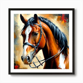 Caballo Pintado Al Oleo Efecto Pintura Art Print