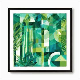 Enchanted Forest Fragmented Cubism Style Art Print