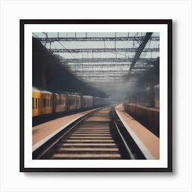 Train Station - Train Stock Videos & Royalty-Free Footage 2 Art Print