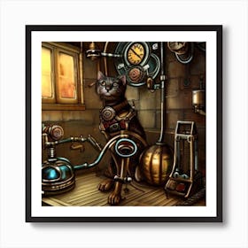 Steampunk Cat 3 Art Print