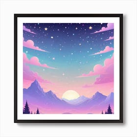 Sky With Twinkling Stars In Pastel Colors Square Composition 133 Art Print