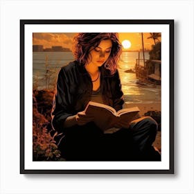 Girl Reading A Book Art Print