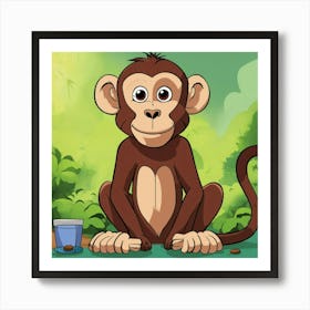 Monkey In The Jungle Art Print