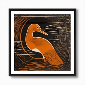 Retro Bird Lithograph Canvasback 1 Art Print