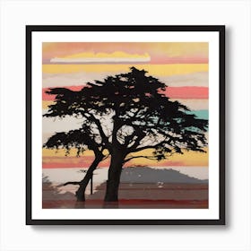 Cypress Tree At Sunset Art Print