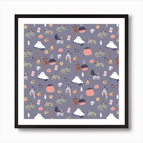 Halloween Cats Square Art Print