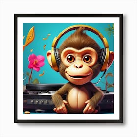 Monkey Dj Art Print