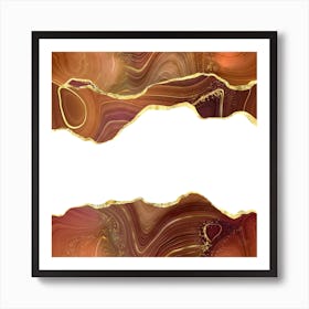 Orange Gold Glitter Agate Texture 06 1 Art Print