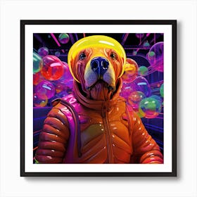 Dog In Space Splash Colors Art Print