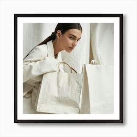 White Shopping Bags Art Print