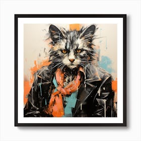 Cat In A Jacket Art Print