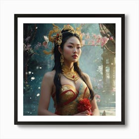 Chinese Empress The Magic of Watercolor: A Deep Dive into Undine, the Stunningly Beautiful Asian Goddess Art Print