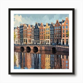 Amsterdam City Low Poly Art Print 3 Art Print